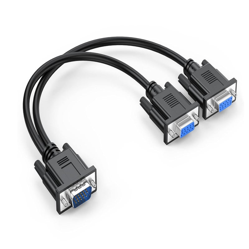 UKYEE VGA Splitter Cable Dual VGA Monitor Y Cable 1 Male to 2 Female Adapter Converter Video Cable for Screen Duplication - Does NOT Show Separate Displays (No Screen Extension) - Image 1